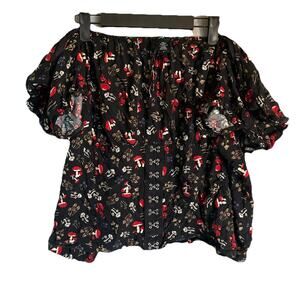 Thorn & Fable Women's Mushroom Top Puffy Sleeves Fairy Cottage XXL 2XL Babydoll